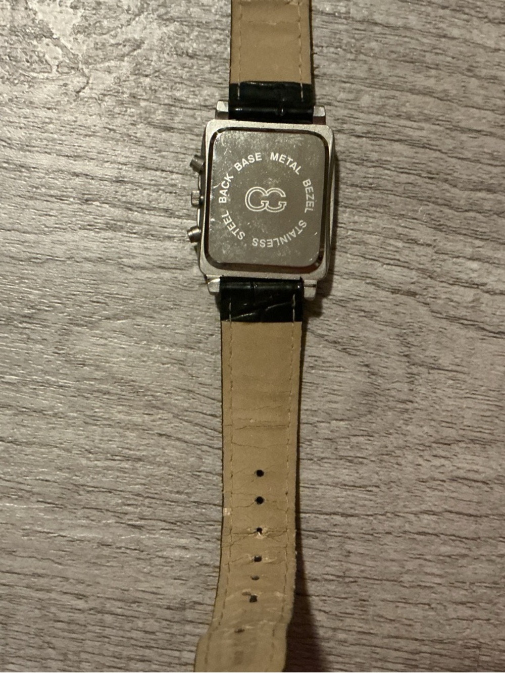 Square Silver Case Watch with Black Croc Strap and Tan Lining